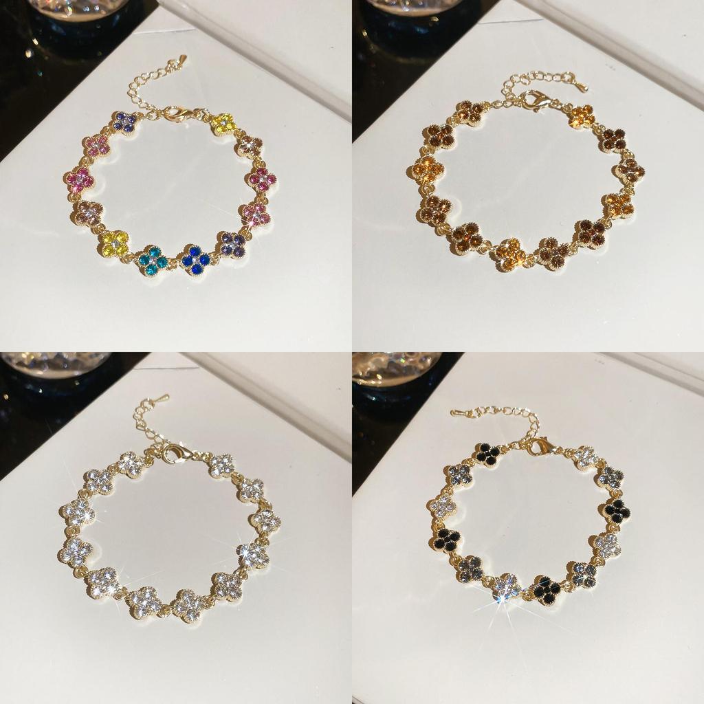 Elegant Floral Jewelry Bracelet For Women With Alloy And Crystal Accents