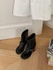 Vintage Suede Toe Roman Sandals Women'S Spring And Summer Spice Girls Cigarette Pipe Boots Herringbone Belt Buckle Flat Boots
