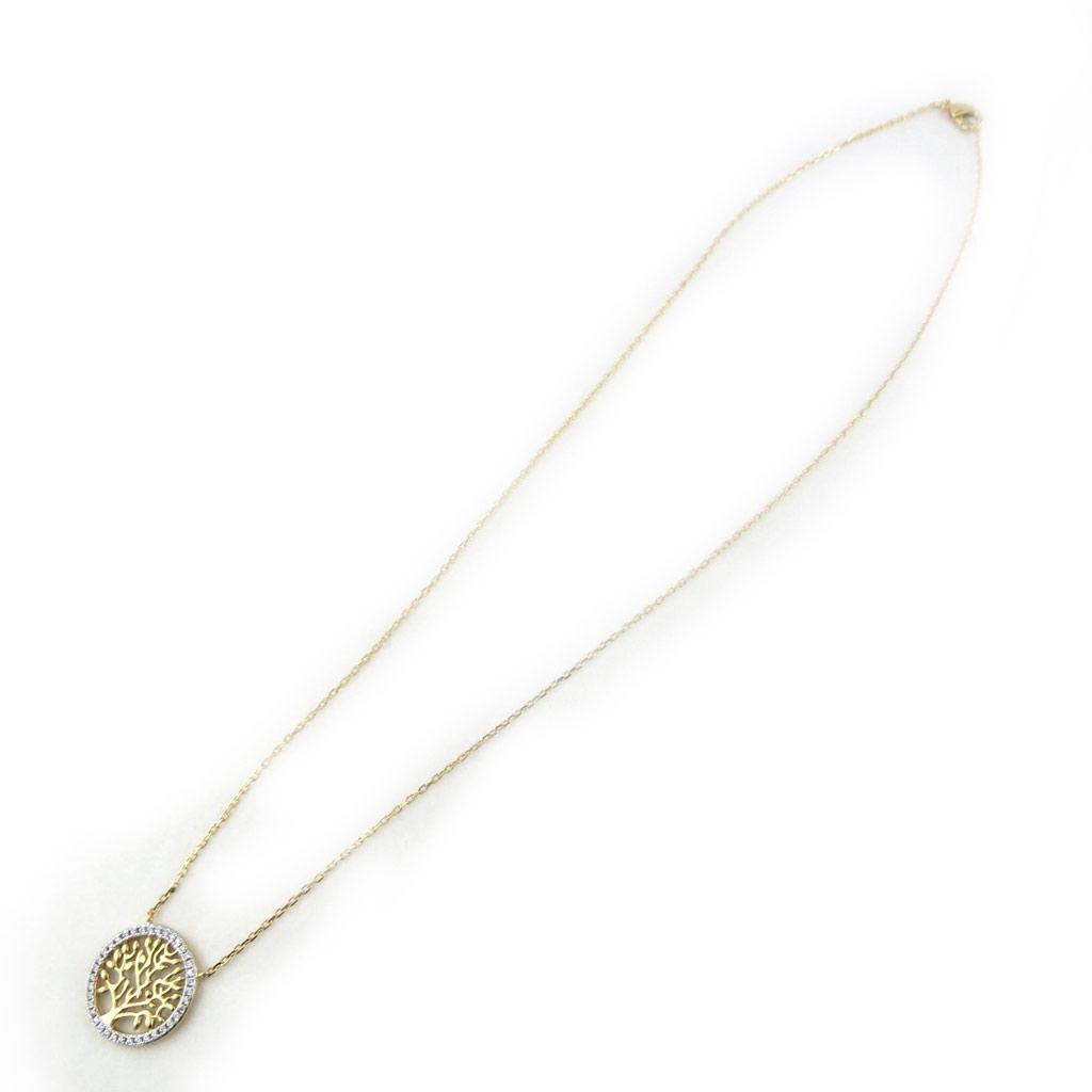 Les Trésors De Lily [N0021] - Gold Plated Necklace 'Tree of Life' White Gold - 16 Mm
