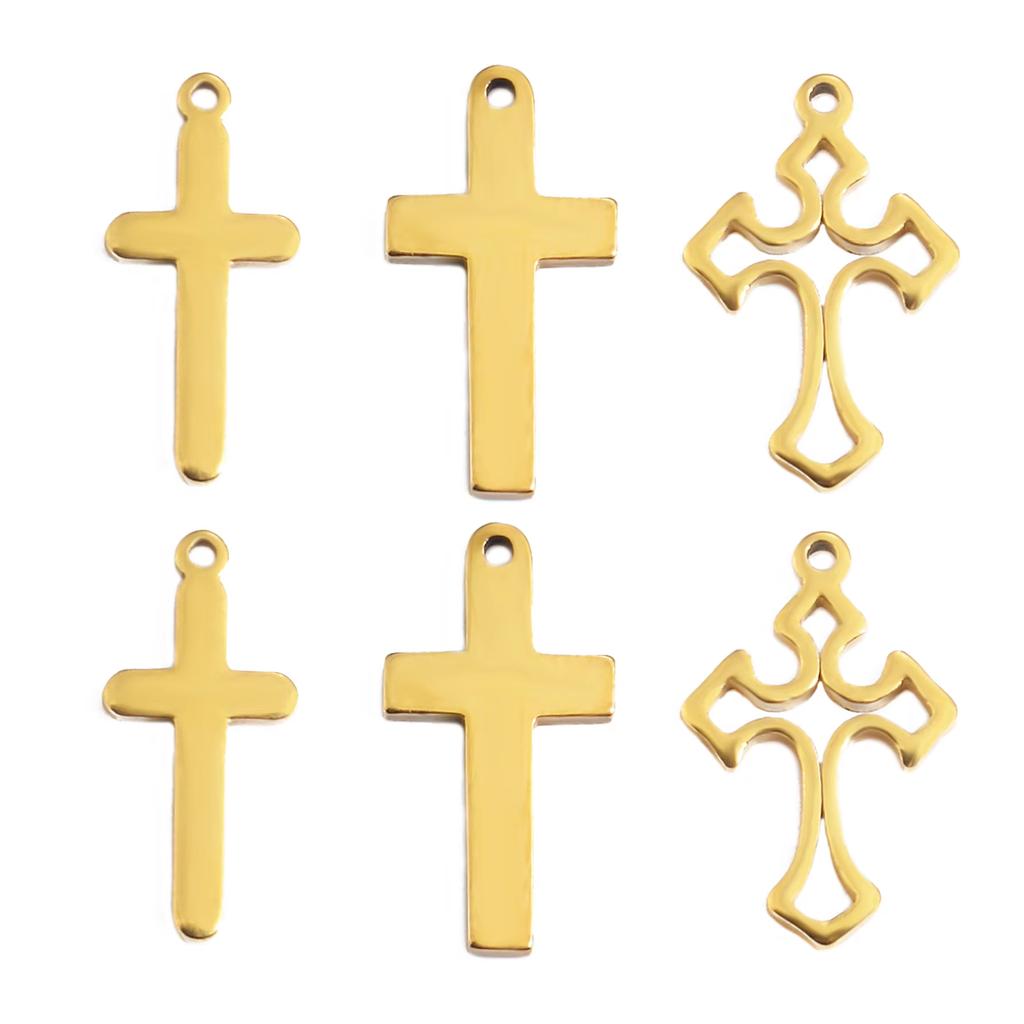 20pcs/lot Stainless Steel Cross Charms Pendants For Jewelry Making Christian Cross Jewelry Making Charms Connector Accessories