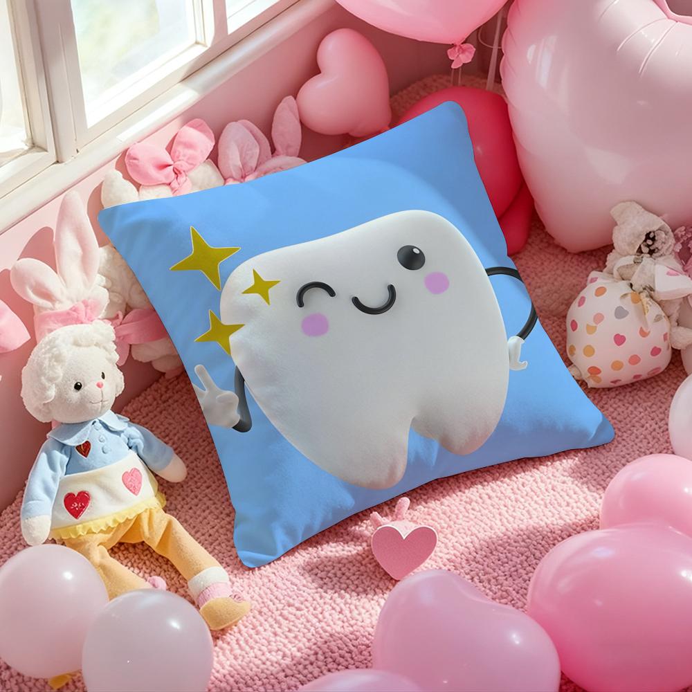 Стоматологическая клиника Новинка Зуб аниме Наволочка с принтом узора Наволочка для гостиной Диванная наволочка и Декор спальни 12x12Inch