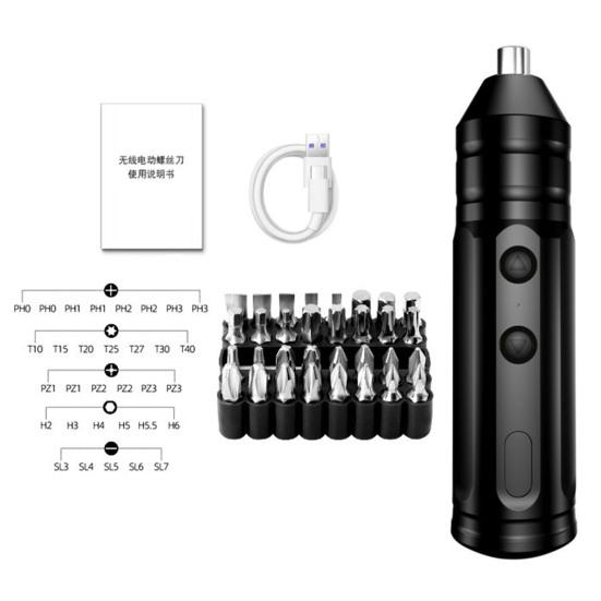 Elektrischer Schraubendrehersatz mit One-Key-Steuerung und langlebigem Motor. Hocheffizienter, über USB wiederaufladbarer Akkuschrauber für Haushaltsgeräte