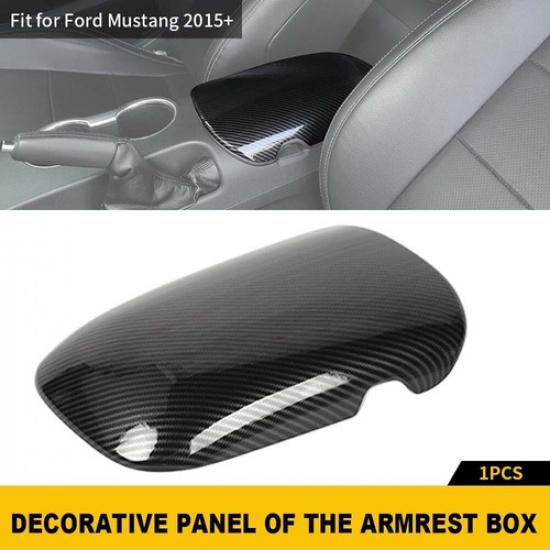 For Ford Mustang 2015+ Carbon Fiber Interior Armrest Box Lid Protect Pad Cover