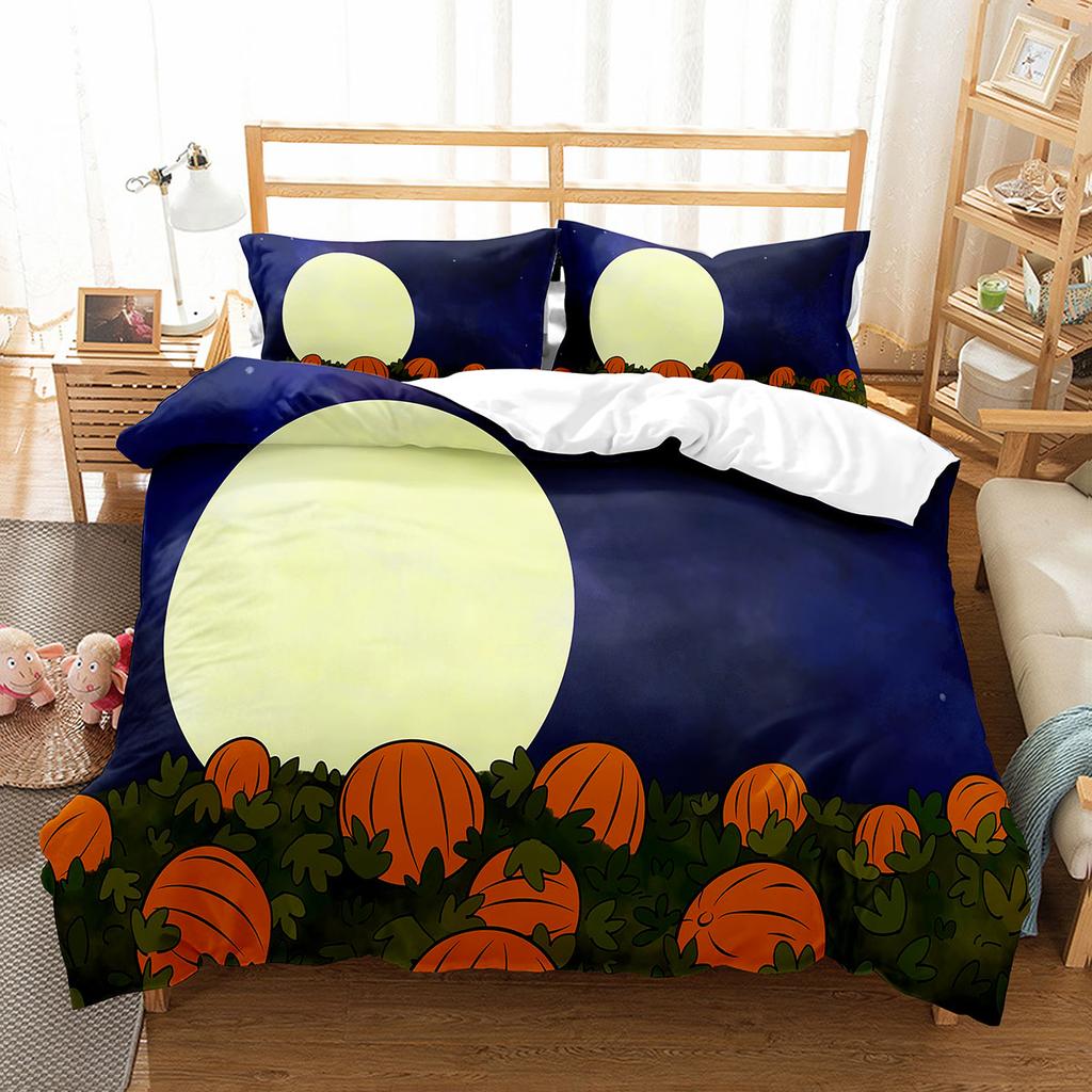 Pumpkin Lantern Duvet Cover Set Polyester Comforter Cover King Queen Full Twin Size Bedding Set With Pillowcase Halloween Gift