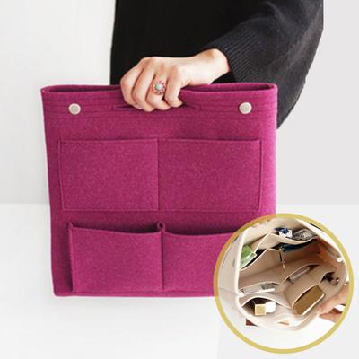 Bolso con múltiples bolsillos para mujer, bolso organizador, neceser, moda, fieltro, bolsa de almacenamiento, estuche, bolsa, bolso de mano, multifunción