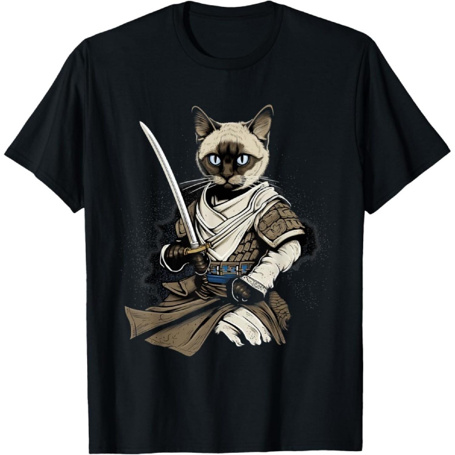 Vintage Japanese Samurai Siamese Cat Men Women T-Shirt S