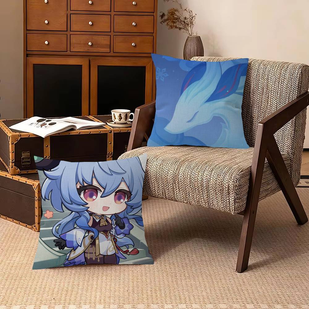 Anime Ganyu Game Decorative Pillowcase Square Pillowcase Home Office Decorative Cushion Cover