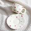 OLOEY Ceramic Underglaze Heart Coffee Mug & Saucer Set
