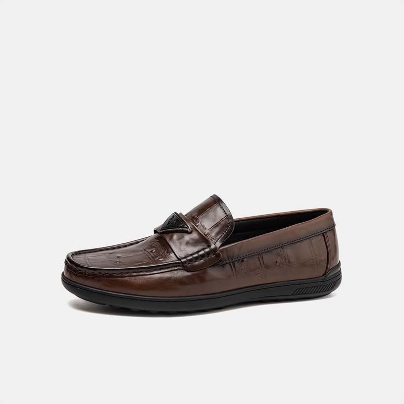 Aokang Men s Embossed Slip-on Leather Shoes 39