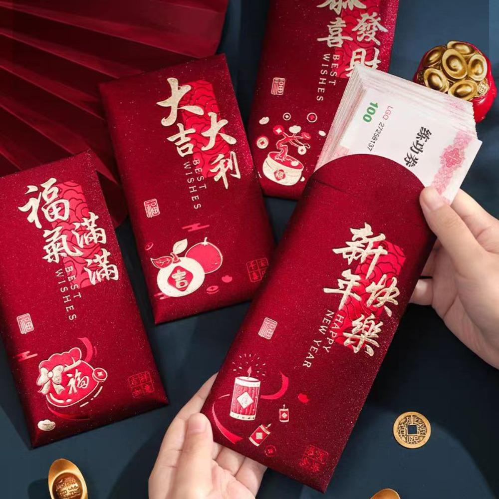 6pcs/set Traditional Red Envelope Chinese Style New Year Packet Money Pockets Spring Festival