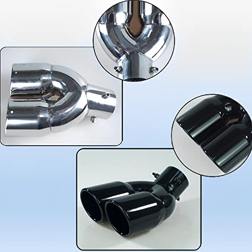 MIMIA Muffler Cutter, 2-Pipe, Universal, for Cars, Muffler, Tail Pipe, Dress Up, Stainless Steel (Silver)