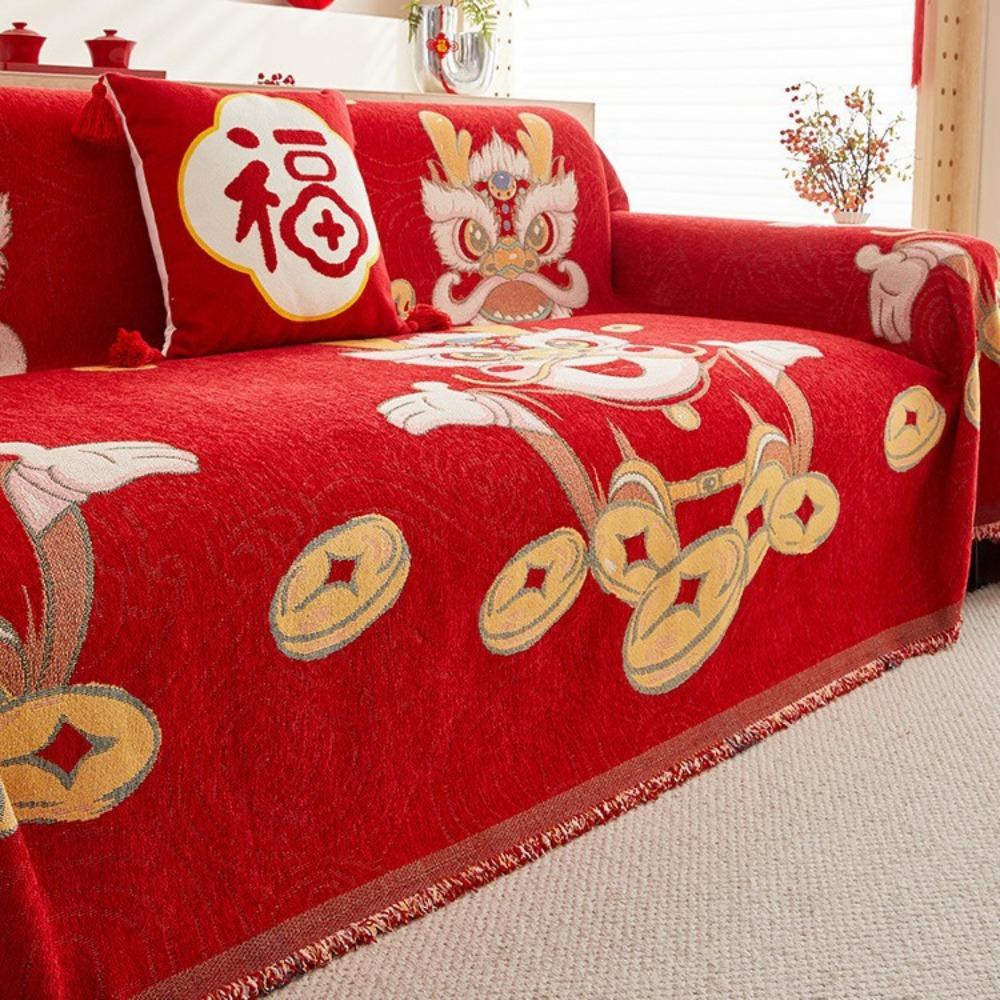 

2024 new sofa towel, Year of the Dragon cover, cute cartoon non-slip festive sofa cushion, four-season universal sofa cover blanket 45*45cm