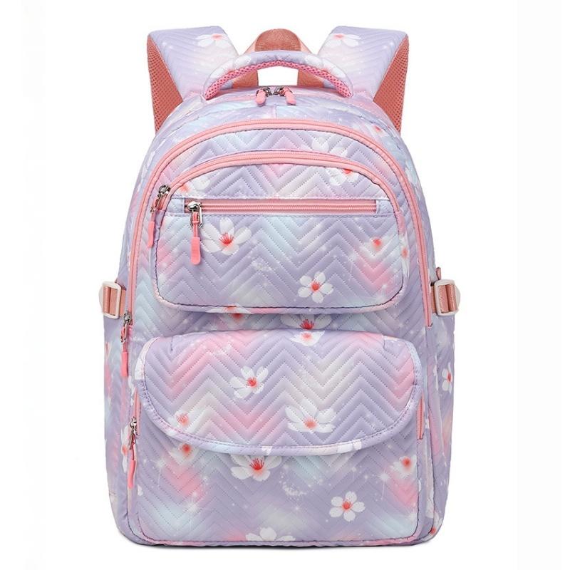 Jesień Nowy Zestaw 3 szt. Plecaki z Nadrukiem Kwiatowym, Uroczy Słodki Plecak dla Ucznia Szkoły Podstawowej Klasy 1-3-6, Modna Torba na Książki z Podwójnym Ramieniem z Torbą na Bento i Piórnikiem