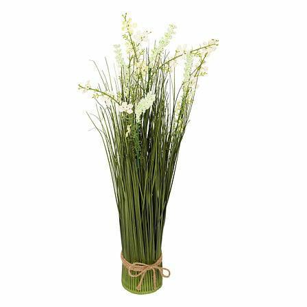 A Bouquet Of Artificial Wild Flowers, White With Green Stems
