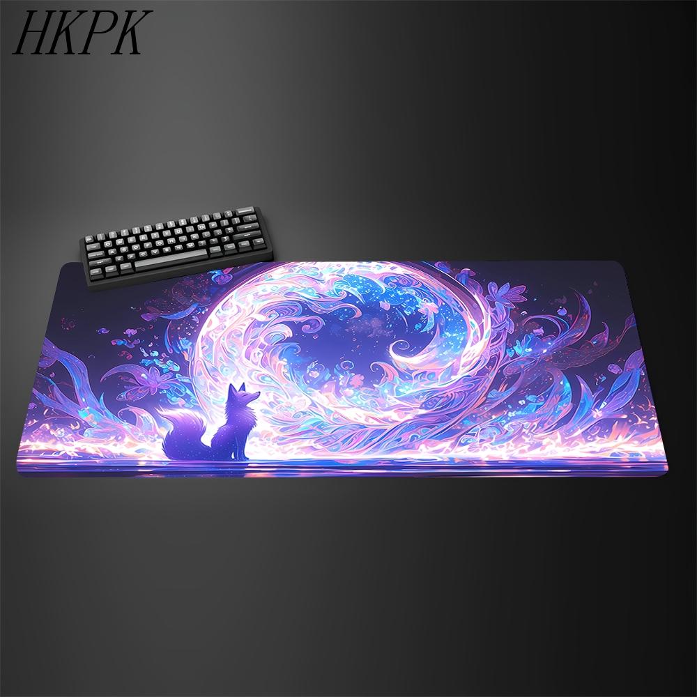 Large Cute Anime Pink Fox Desk Mat Mouse Pad Gaming Gamer Speed Table Mat Office Accessories Keyboard Laptop NonSlip Mousepad