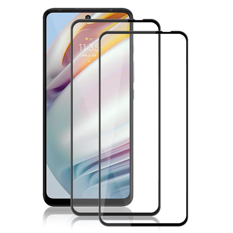 

AMORUS 2Pcs For Motorola Moto G60/G60S Silk Printing Full Screen Protector Tempered Glass Clear Film Black