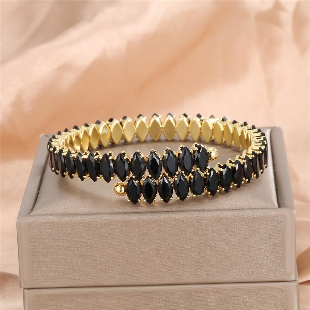 Charm Female Rainbow Green Blue Zircon Stone Bangle Cute Gold Color Adjustable Wedding For Women