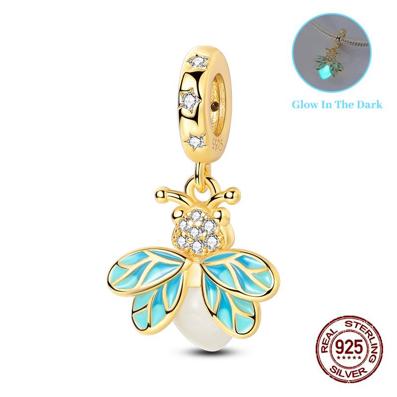 Classic Copper Beads Luminous Firefly Star Chameleon Charms Pendants Fit Original Bracelet Diy Jewelry For Woman