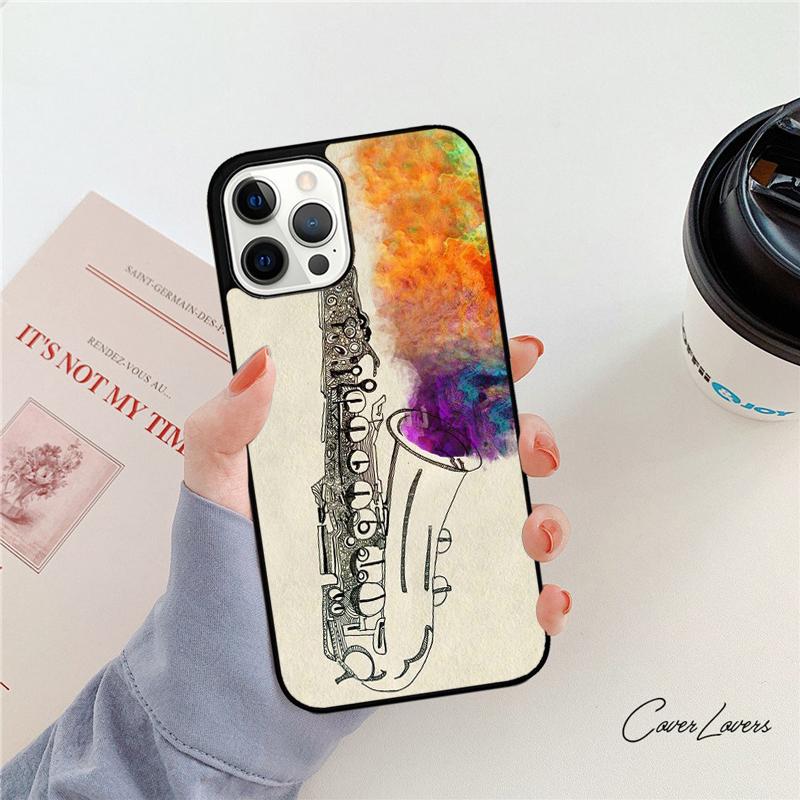 Musical Instruments Saxophone Phone Case For iPhone 17 Air 14 15 16 13 12 Max For Apple iPhone 17 Air 11 Pro Max Plus Coque