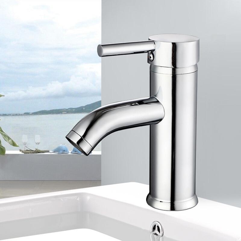 Silver Stainless Steel Hot and Cold Faucet, Basin, Bathroom, Kitchen Faucet, Ceramic Inner Core
