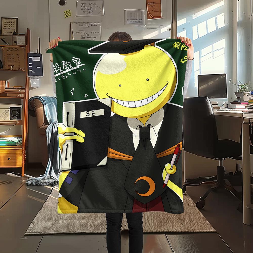 1PC Assassination Classroom Print Flannel Blanket, High quality All Seasons, Home Decor, Warmth and Comfort, Perfect for Christmas Gifts