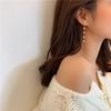 Korean 925 Sterling Silver Fashion Temperament Long Pearl Earrings for Women with Fuller Faces