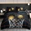 Basketball Comforter Cover Queen Size Sport Dunk Basketball Duvet Covers For Kids Teens, Black Ball Print Bedding Set All Season