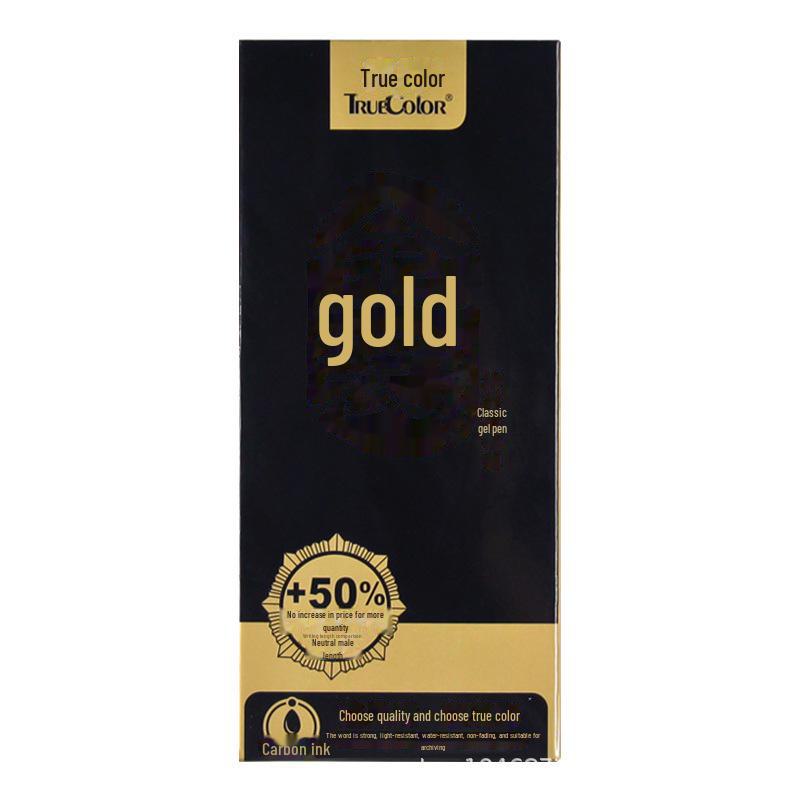 True Color Gold 009 Neutrální pero - 0,5 mm Černé pro zkoušky, studentské psaní, kancelářské a obchodní podpisy