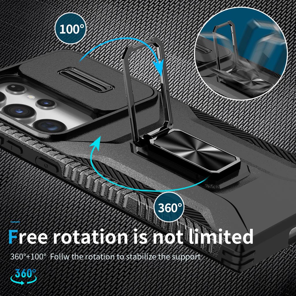For Samsung Galaxy S23 Ultra Case Camshield Kickstand TPU+PC Anti-Slip Phone Cover