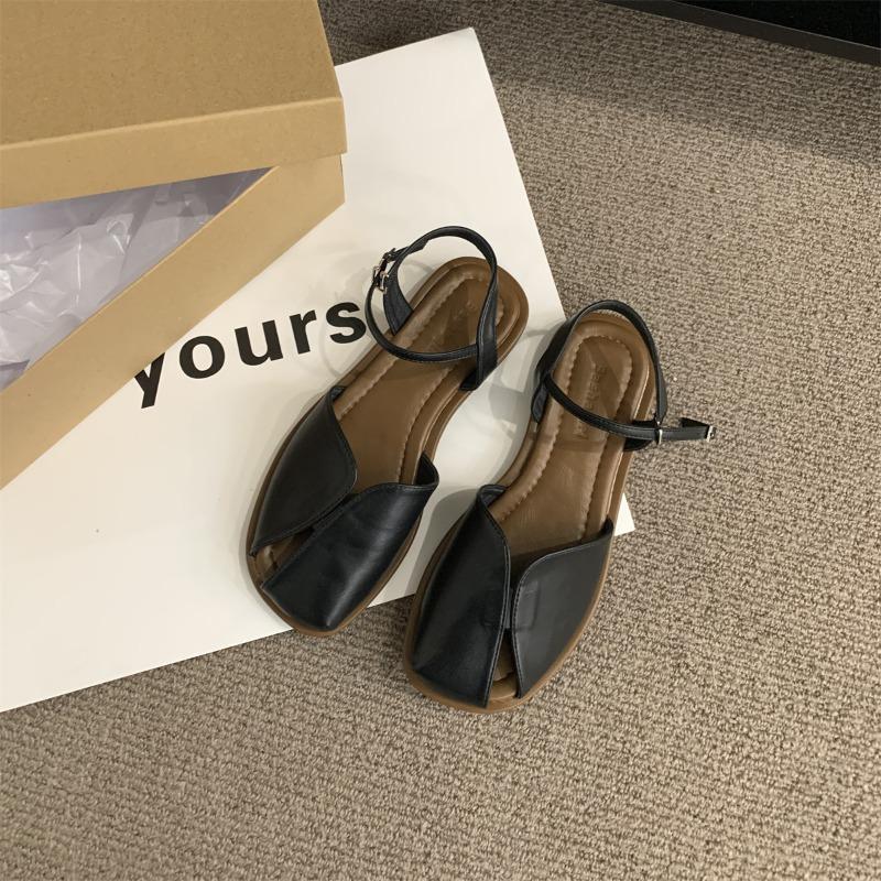 Fashion 2025 New Summer Fashion Women's Roman Style Toe-cap Sandals Woven Hollow Design Breathable Flat Comfortable Sandals