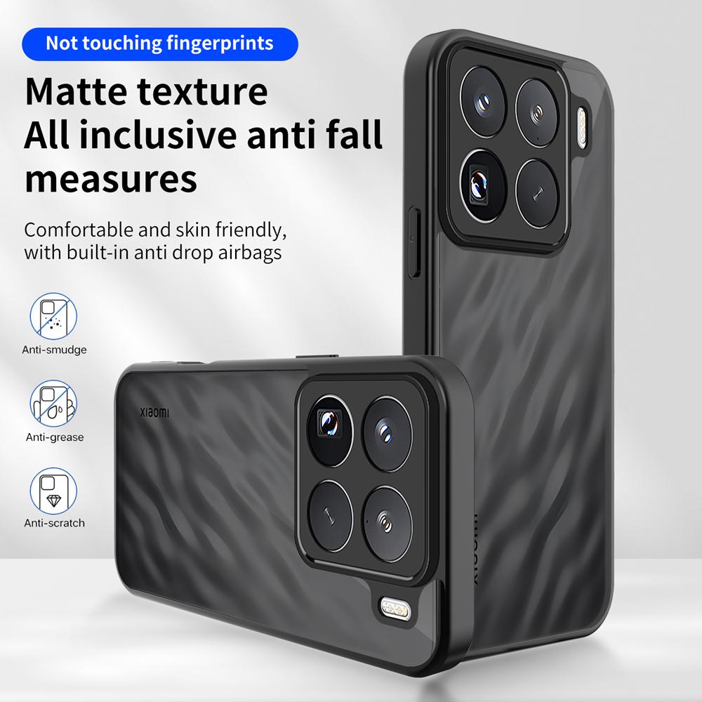 KEYSION Matte Translucent Black Phone Case for Xiaomi 15T 15T Pro 5G Soft Silicone+PC Clear Shockproof Cover for Xiaomi 15T Pro