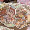 Large Size 3D Scene Stickers Shop Theme Mini Landscape Sticker Stacking Stickers  Children Gifts