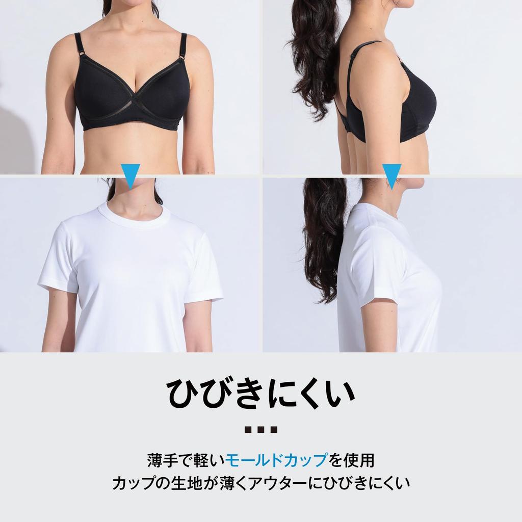 Lucien Wireless Cross Molded Black Women's Bra, Mesh, Breathable, Comfortable, Cup,
