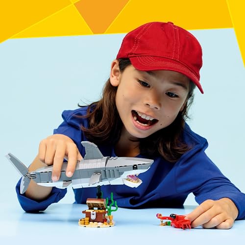 LEGO Creator Shark and Treasure Chest Toy, Birthday Gift, Building Blocks, for Boys and Girls, Ages 8, 9, and 10, Elementary School Students, Animal C