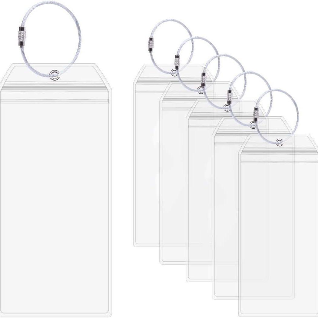 

Водонепроницаемые ПВХ багажные бирки со стальным тросиком 19 x 6.4 cm