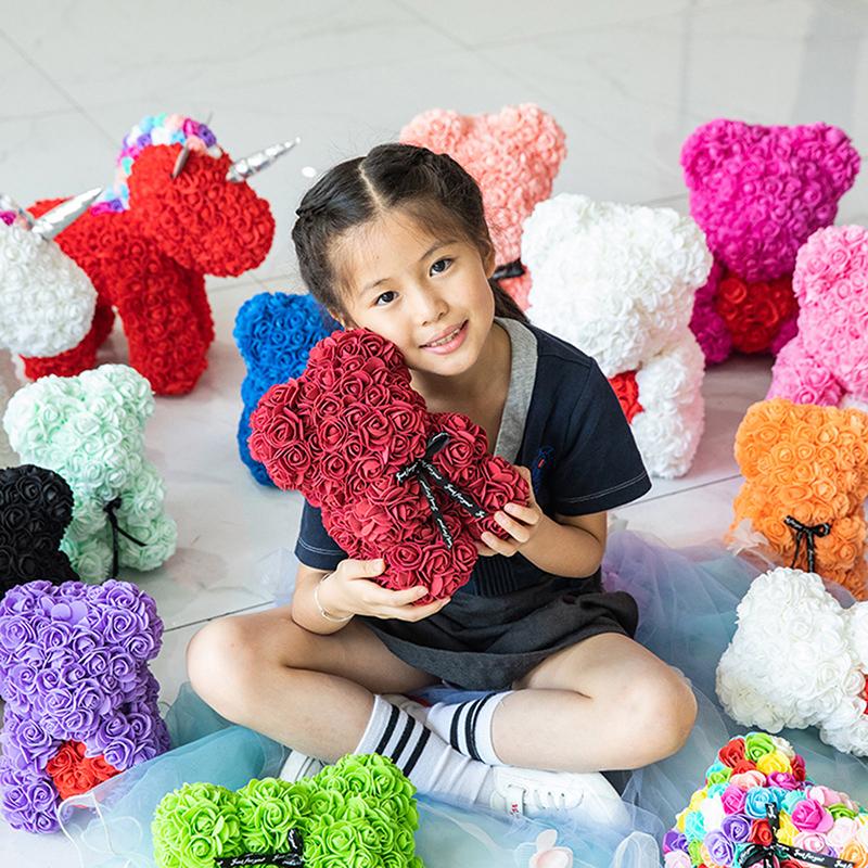 Ours en peluche de roses artificielles PE Rose Bear pour femmes
