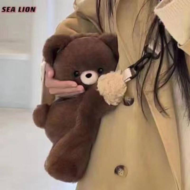 Bear Tummy Time Bag Plush Doll Crossbody Bag New Personality Female Cute Soft Backpack