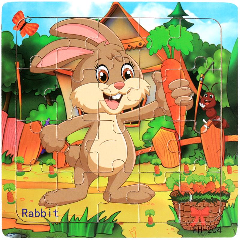 20-Piece Wooden Kids' Puzzle Board - Cartoon Animals