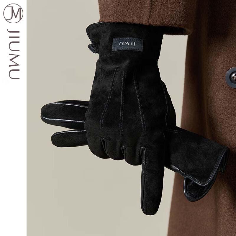 JIUMU Men's Warm Genuine Leather Touchscreen Gloves GLZ047