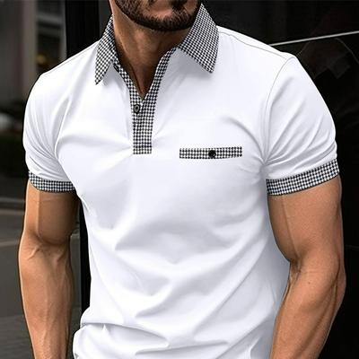 Polo Homme Manches Courtes d'Été Bouton Assorti Couleur Polo de Sport Homme