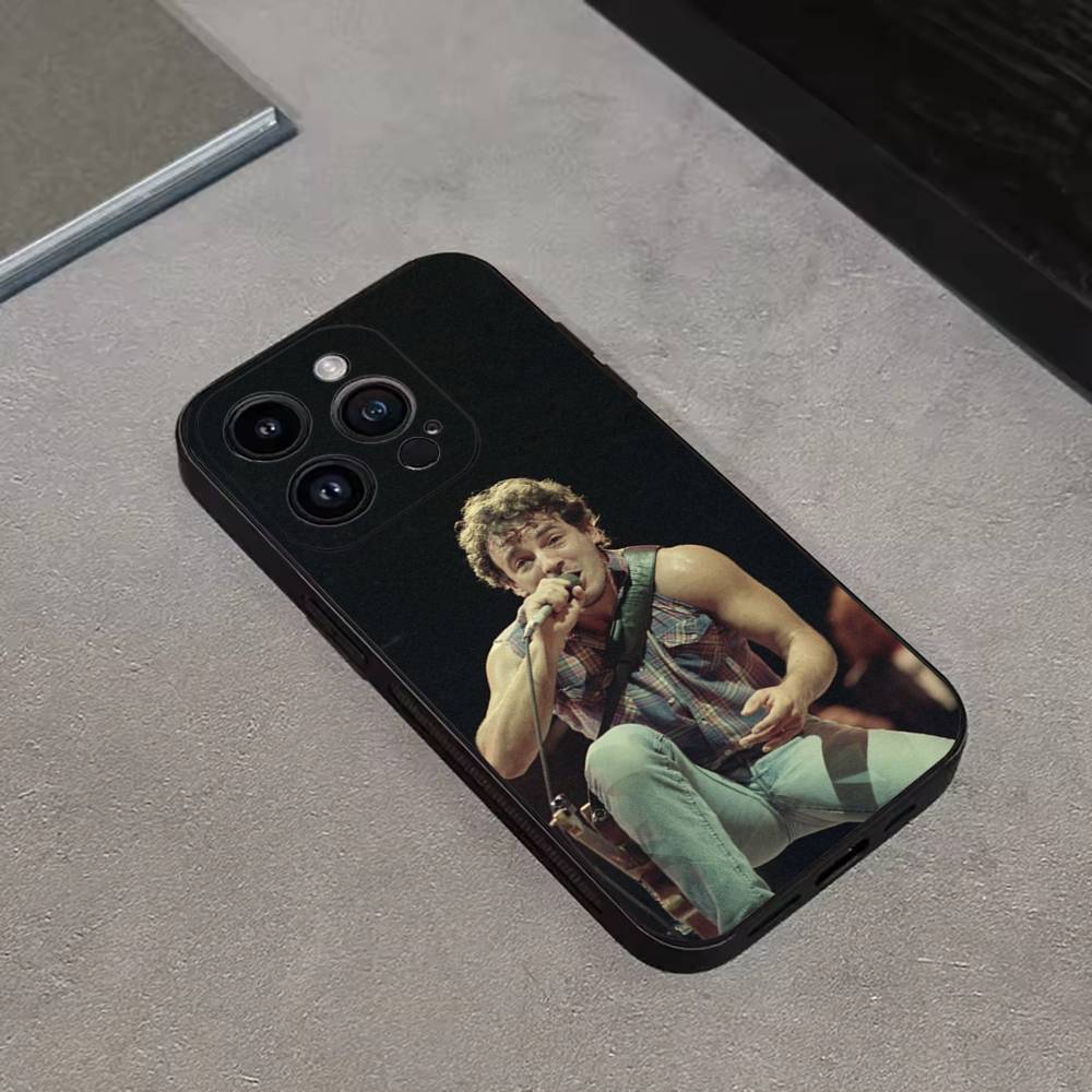 Bruce Springsteen Phone Case For iPhone 16,15,14,13,12,11 Plus,Pro Max,XS,X,XR,SE,Mini,8,7,Soft Silicone Black Cover