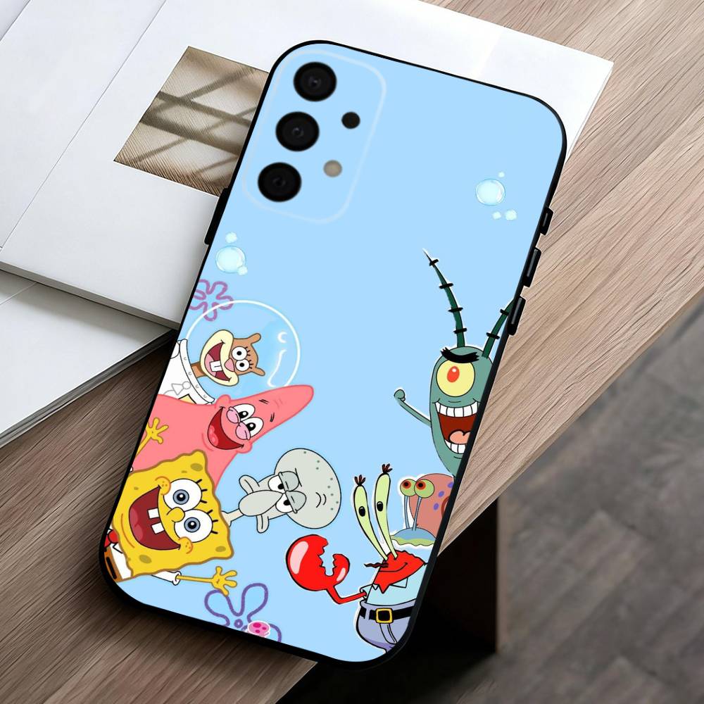 S-Sponge F-Funny B-Bob Animation phone Case For Samsung Galaxy A73,A72,A71,A70,A53,A52,A51,Others Soft Black Shell