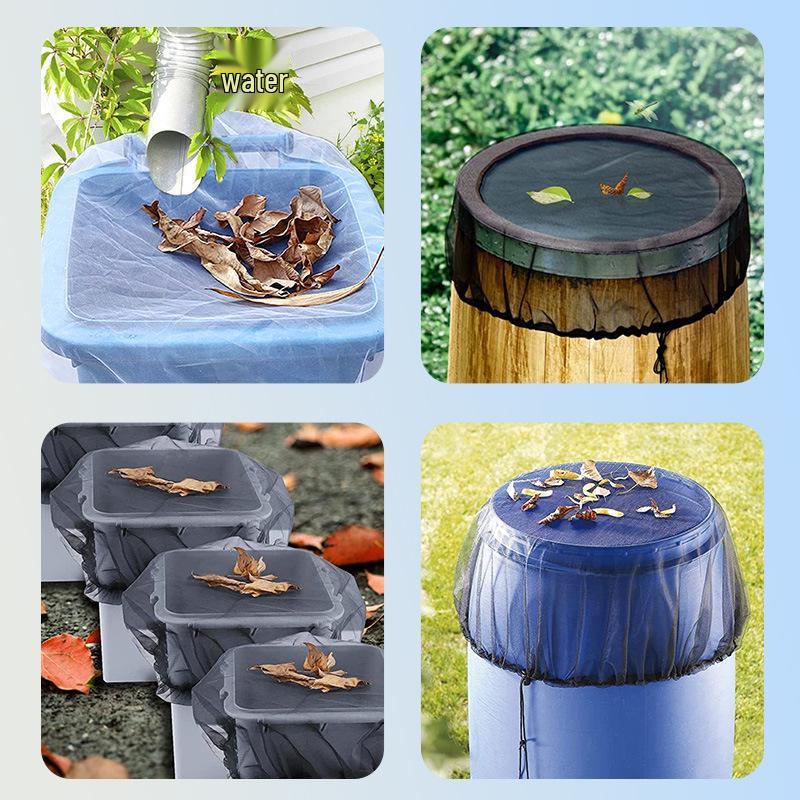 Garden Patio Rain Barrel Mesh Cover - Black Insect & Leaf Protection