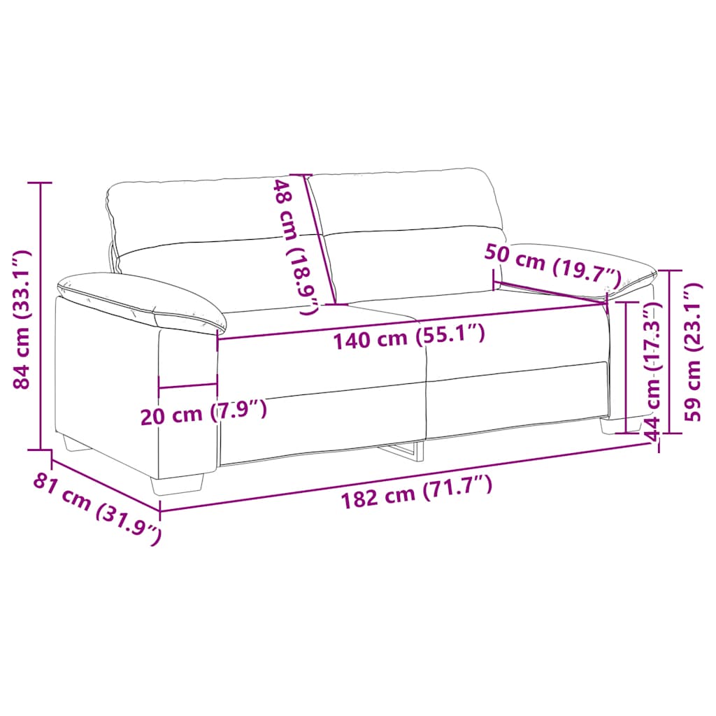 2 Seater Sofa White 180x81x84 cm Faux Leather
