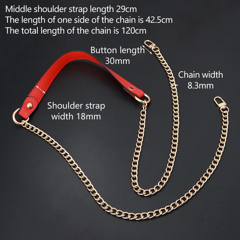 120Cm Replacement Shoulder Strap Crossbody Bag Belt  Pu Leather Handle With Metal Chains Bag Replacement Accessories