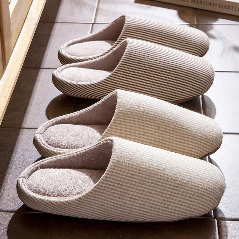 All Seasons Unisex Home Slippers Faux Suede Chunky Soft Bottom Non-slip Thermal Slippers Household Plush Silent Bedroom Slippers