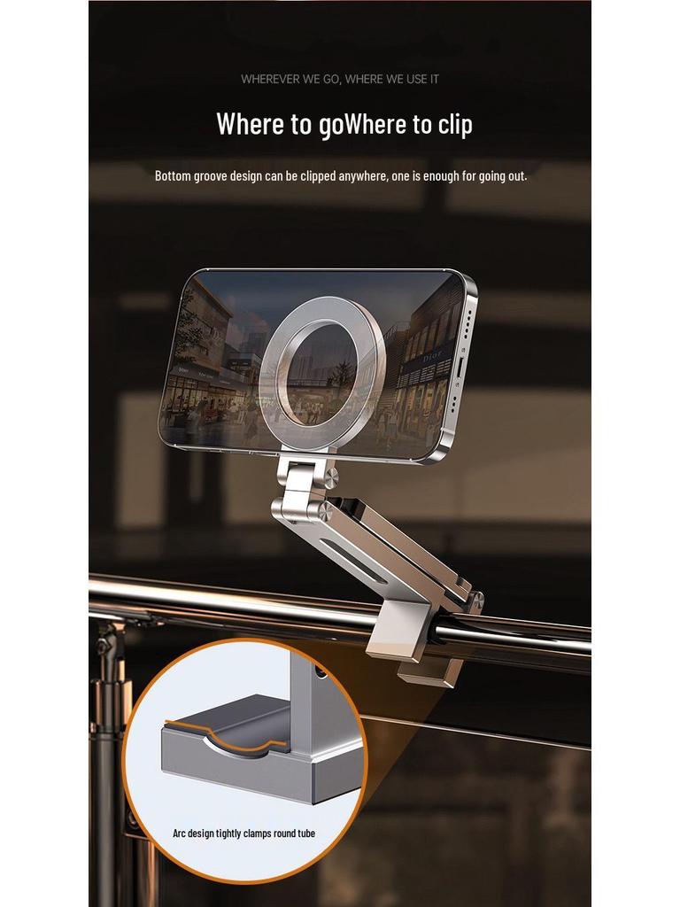 Aluminum Alloy Folding MagSafe Phone Stand - Portable, Magnetic, Tripod for Travel & Live Streaming