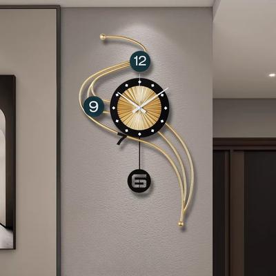Modern Simple Metal Wall Clock Creativity Living Room Wall Decor Luxury Design Art Restaurant Mute Sway Digital Clock Room Decor