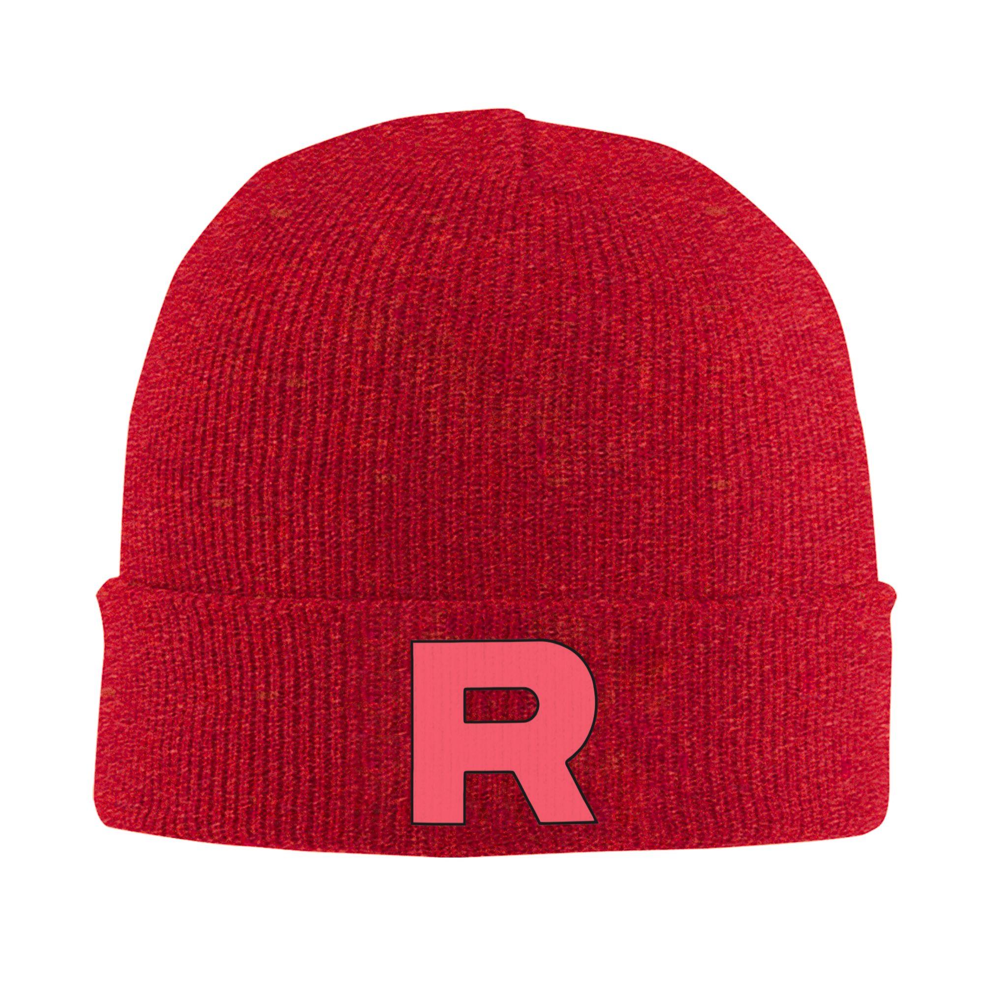 Letter R Team Rocket Logo Warm Knitted Cap Winter Knit Bonnet Hat Skullies Beanies Hip Hop Caps for Unisex One Size