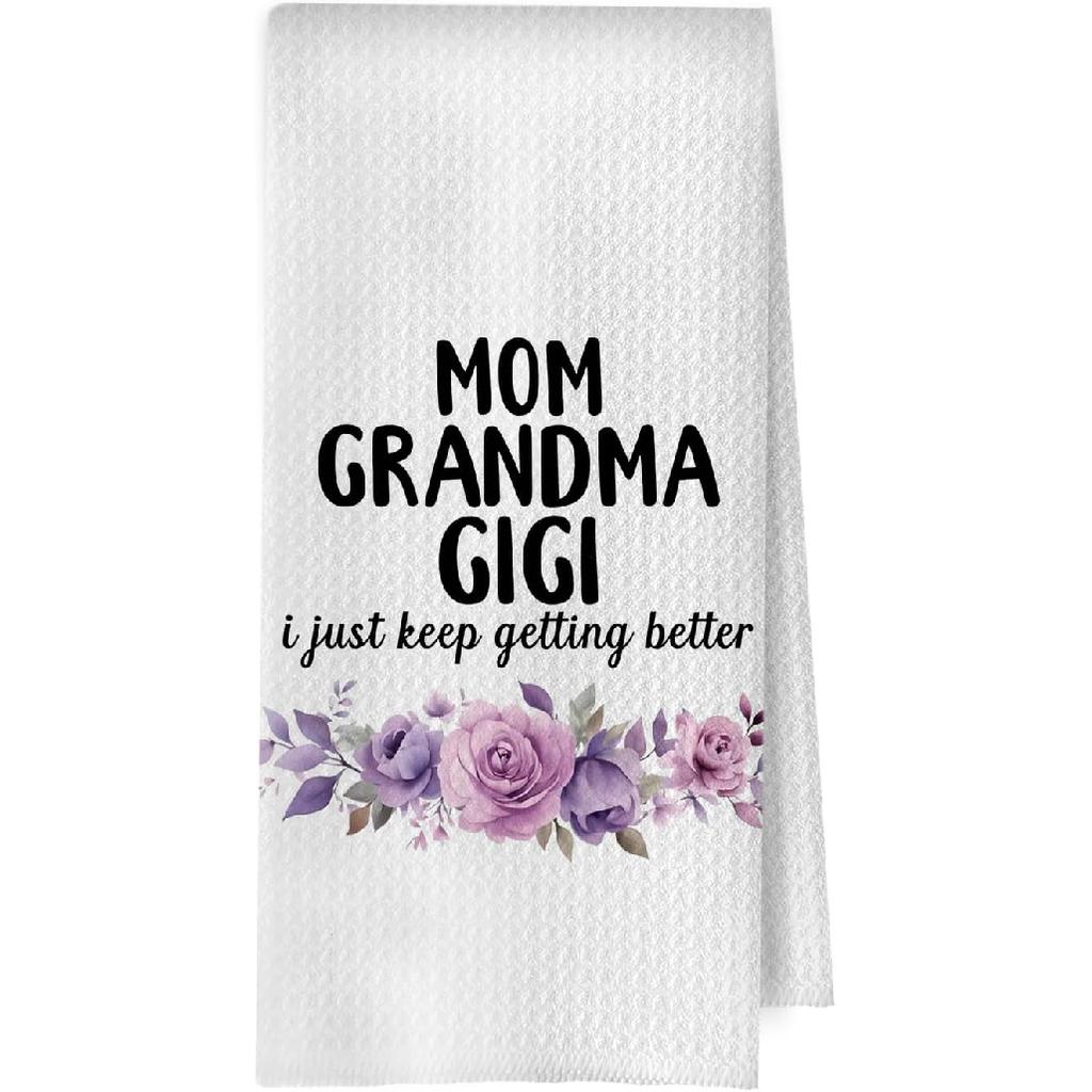 Great Grandma Dish Towels - Great Grandma Gifts Waffle Weave Kitchen Towels, Grandma Decorative Hand Tea Towel, New Grandma Gifts, 16×24 Inches